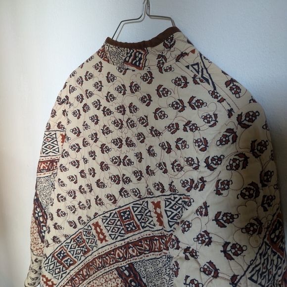 Women's Patterned Teddy Jacket - Brown and Cream - Picture 7 of 9